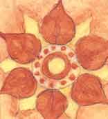Nakshatra #8: Pushya.
Symbol: Cow udder, flower (lotus), arrow and circle.
Name translation: Feeder; feeder of flowers.
Devata: Brhaspati.
Character: light.
VD Ruler: Shani (Saturn).
Tib. El-t: fire. Pushya